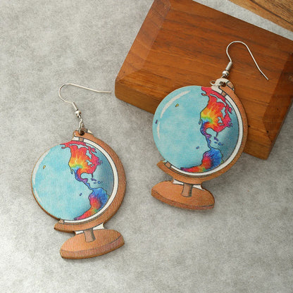 Wholesale Jewelry 1 Pair Novelty Earth Wood Drop Earrings