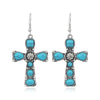 1 Pair Retro Ethnic Style Cross Inlay Alloy Artificial Gemstones Drop Earrings