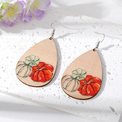 Wholesale Jewelry 1 Pair Retro Pastoral Leaves Flower Wood Resin Drop Earrings