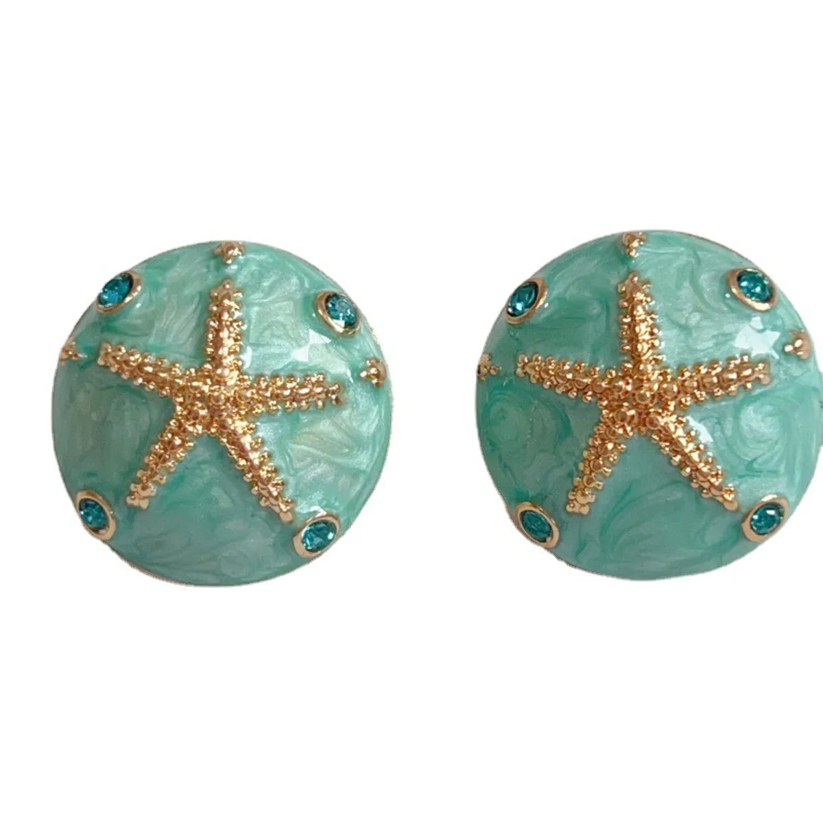 Wholesale Jewelry 1 Pair Retro Round Star Flower Alloy Zircon Ear Studs