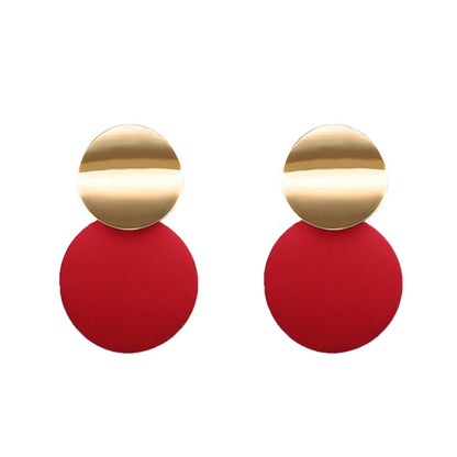 1 Pair Retro Solid Color Stoving Varnish Metal Ear Studs