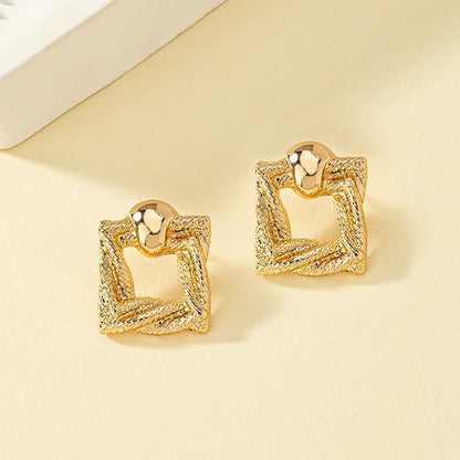 Wholesale Jewelry 1 Pair Retro Square Alloy Ear Studs