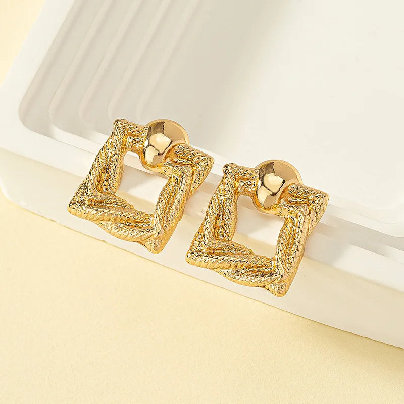 Wholesale Jewelry 1 Pair Retro Square Alloy Ear Studs