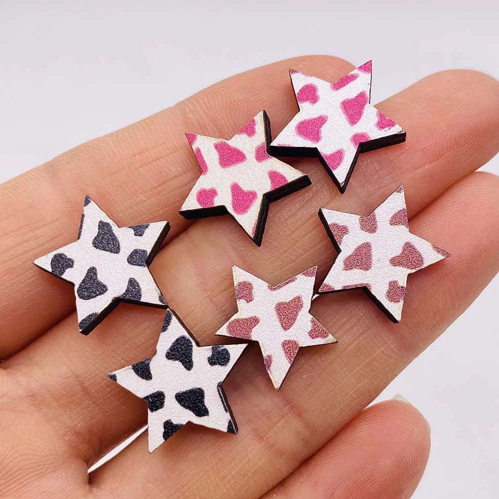 Wholesale Jewelry 1 Pair Retro Star Heart Shape Cattle Wood Ear Studs