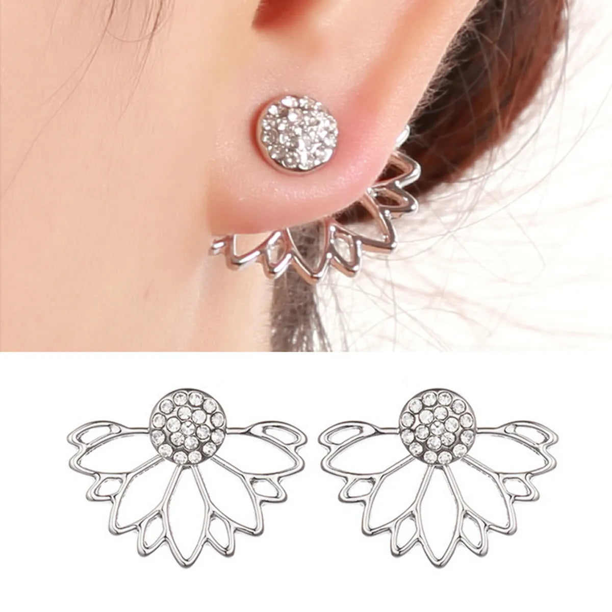 Wholesale Jewelry 1 Pair Simple Style Flower Alloy Artificial Pearls Rhinestones Ear Studs