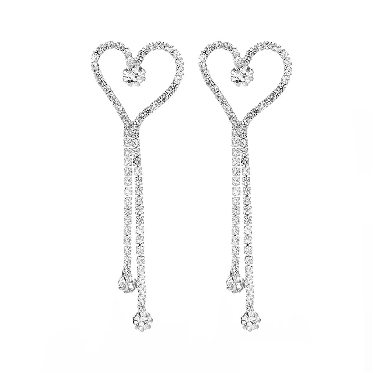 Wholesale Jewelry 1 Pair Simple Style Heart Shape Alloy Rhinestones Drop Earrings