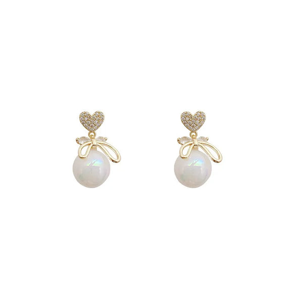 Wholesale Jewelry 1 Pair Simple Style Heart Shape Flower Bow Knot Alloy Rhinestones Earrings