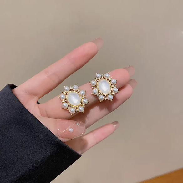 Wholesale Jewelry 1 Pair Simple Style Heart Shape Flower Bow Knot Alloy Rhinestones Earrings