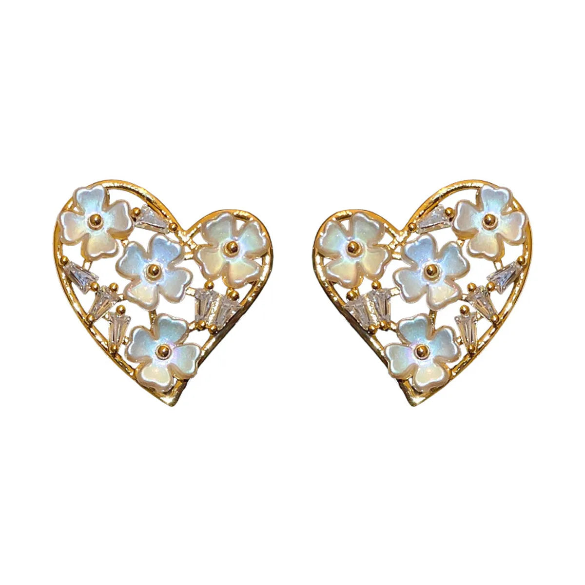 Wholesale Jewelry 1 Pair Simple Style Heart Shape Solid Color Twist Metal Zircon Earrings Ear Studs