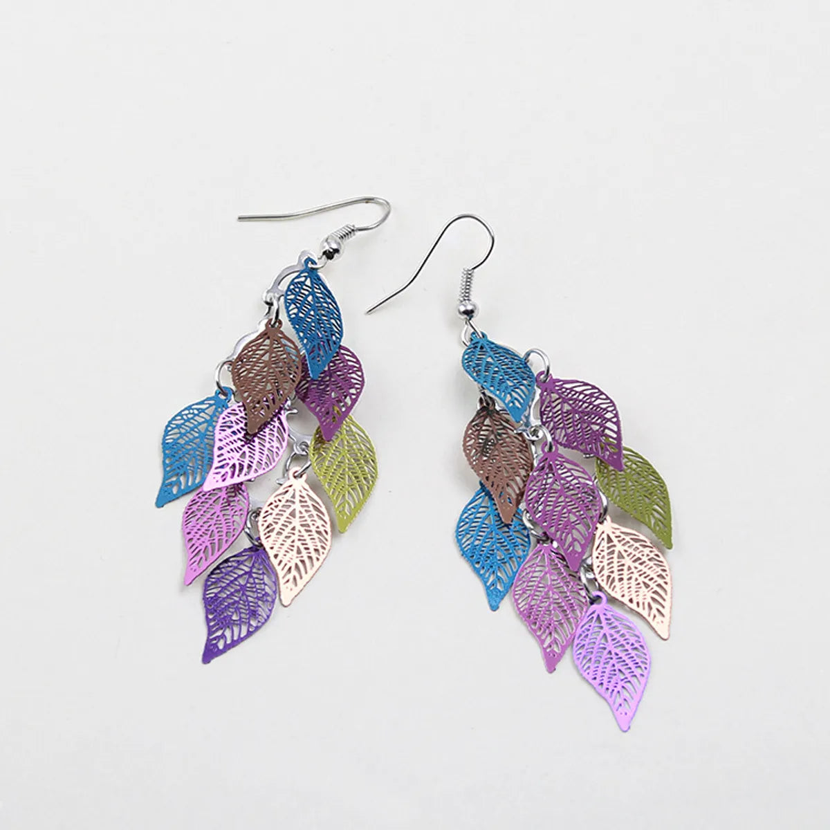 Wholesale Jewelry 1 Pair Simple Style Leaf Metal Drop Earrings