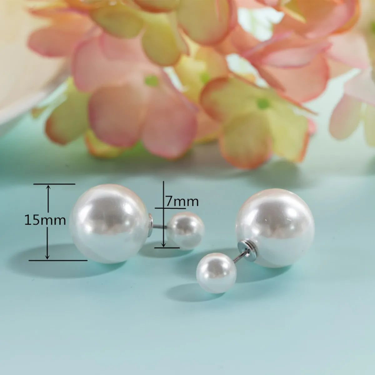 Wholesale Jewelry 1 Pair Simple Style Round Artificial Pearl Silver Plated Ear Studs