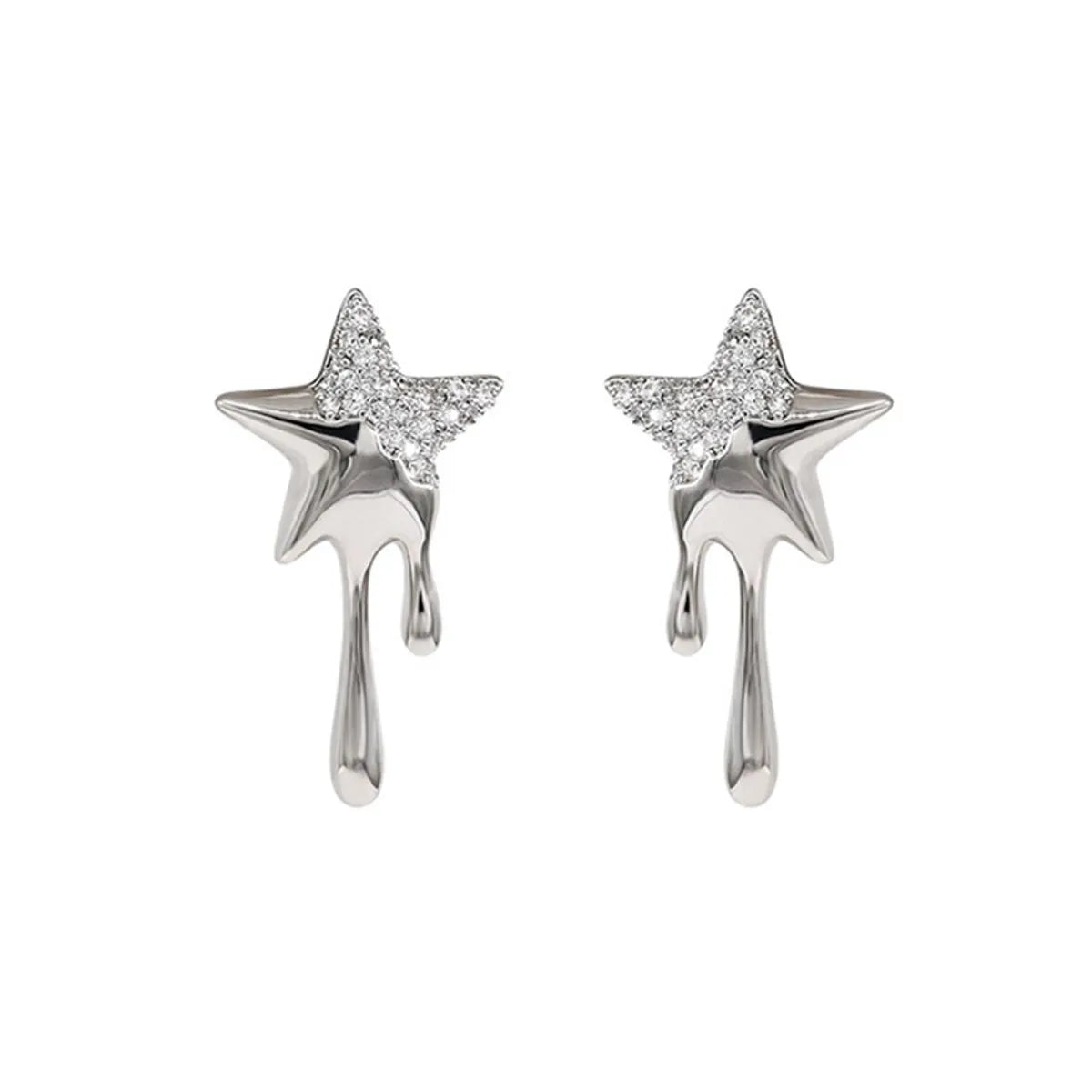 Wholesale Jewelry 1 Pair Simple Style Star Heart Shape Butterfly Metal Rhinestones Ear Studs