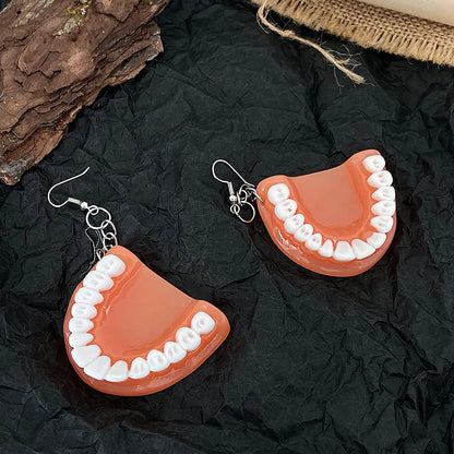 Wholesale Jewelry 1 Pair Simple Style Teeth Plastic Resin Drop Earrings