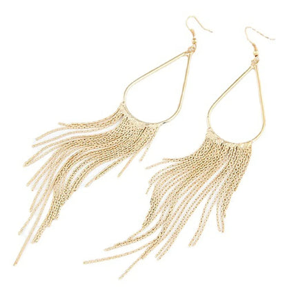 Wholesale Jewelry 1 Pair Simple Style Water Droplets Tassel Alloy Drop Earrings