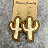 Wholesale Jewelry 1 Pair Streetwear Cactus Leopard Wood Drop Earrings