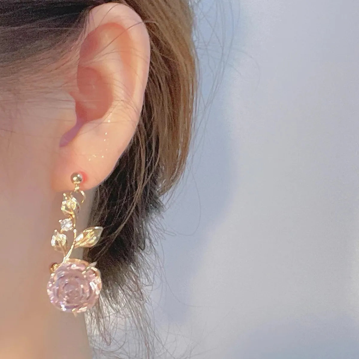 Wholesale Jewelry 1 Pair Sweet Flower Alloy Drop Earrings