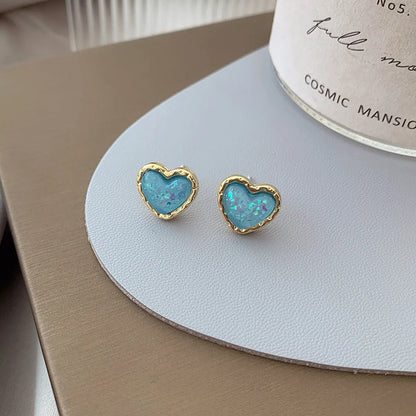 Wholesale Jewelry 1 Pair Sweet Heart Shape Alloy Resin Ear Clips