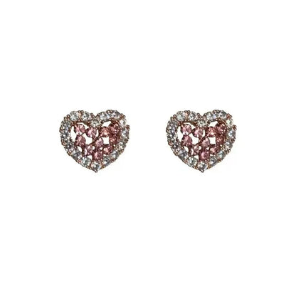 Wholesale Jewelry 1 Pair Sweet Heart Shape Butterfly Imitation Pearl Alloy Zircon Ear Studs