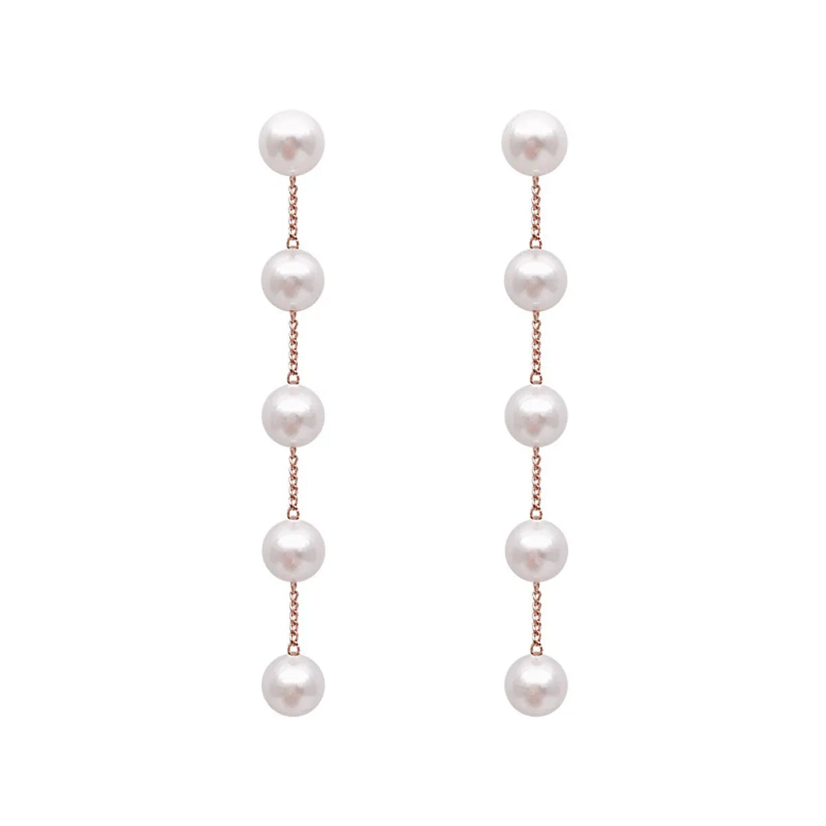 Wholesale Jewelry 1 Pair Sweet Tassel Imitation Pearl Metal Drop Earrings