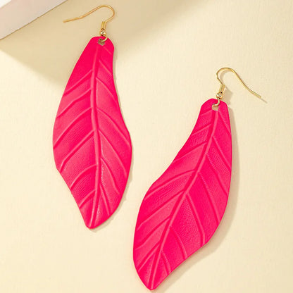 1 Pair Vacation Leaves Spray Paint Plating Iron Drop Earrings