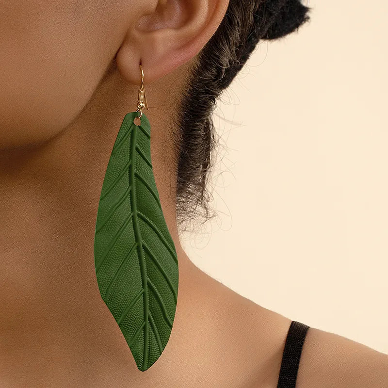 1 Pair Vacation Leaves Spray Paint Plating Iron Drop Earrings