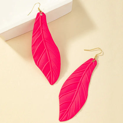 1 Pair Vacation Leaves Spray Paint Plating Iron Drop Earrings