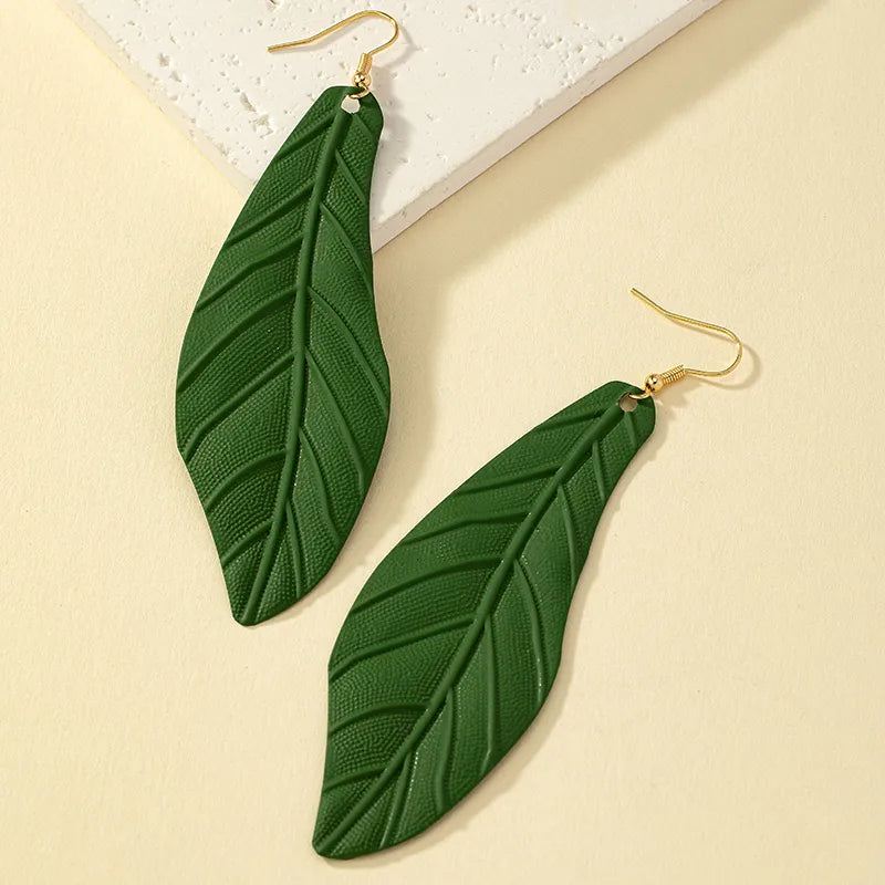 1 Pair Vacation Leaves Spray Paint Plating Iron Drop Earrings