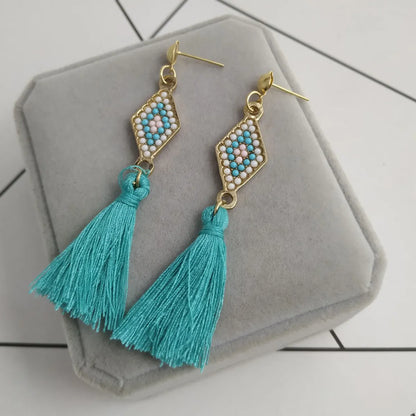 Wholesale Jewelry 1 Pair Vacation Tassel Alloy Drop Earrings