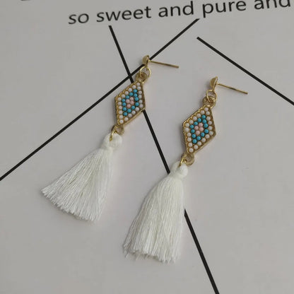 Wholesale Jewelry 1 Pair Vacation Tassel Alloy Drop Earrings