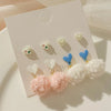 Wholesale Jewelry 1 Set Cute Bear Heart Shape Bow Knot Alloy Artificial Pearls Ear Studs