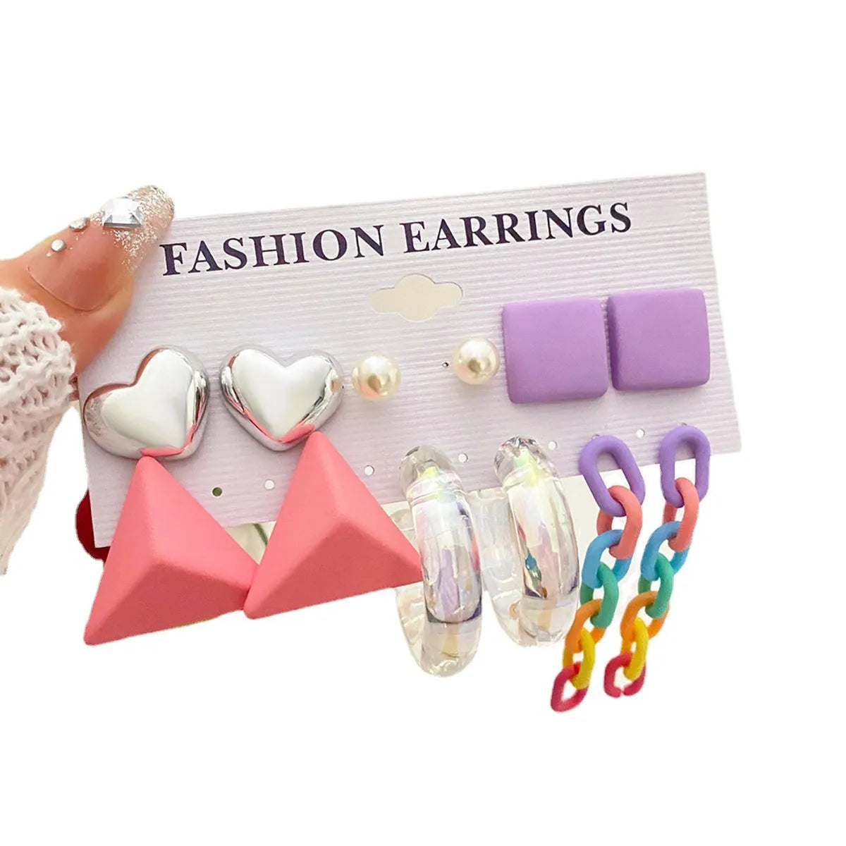 Wholesale Jewelry 5 Piece Set Ins Style Cartoon Style Bear Heart Shape Alloy Earrings