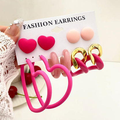 Wholesale Jewelry 5 Piece Set Ins Style Cartoon Style Bear Heart Shape Alloy Earrings