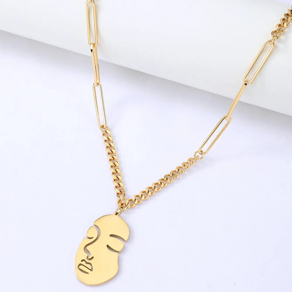 Ins Style Cartoon Character Stainless Steel Plating Pendant Necklace