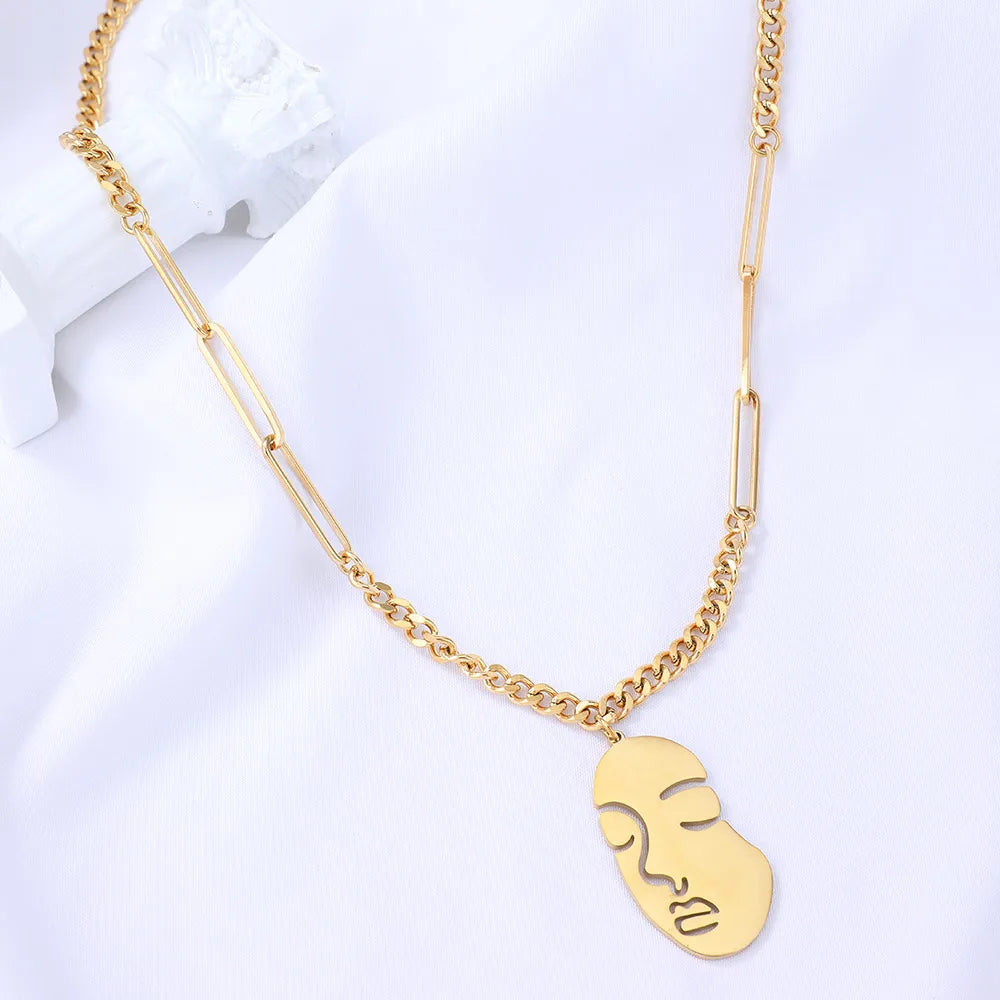 Ins Style Cartoon Character Stainless Steel Plating Pendant Necklace