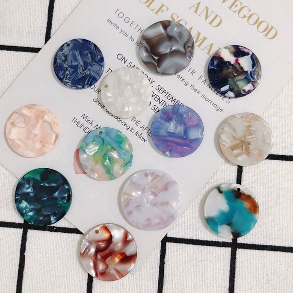 Wholesale Jewelry Accessories Acetic Acid Wafer Earrings With Fresh Marble Pattern Handmade Pendant