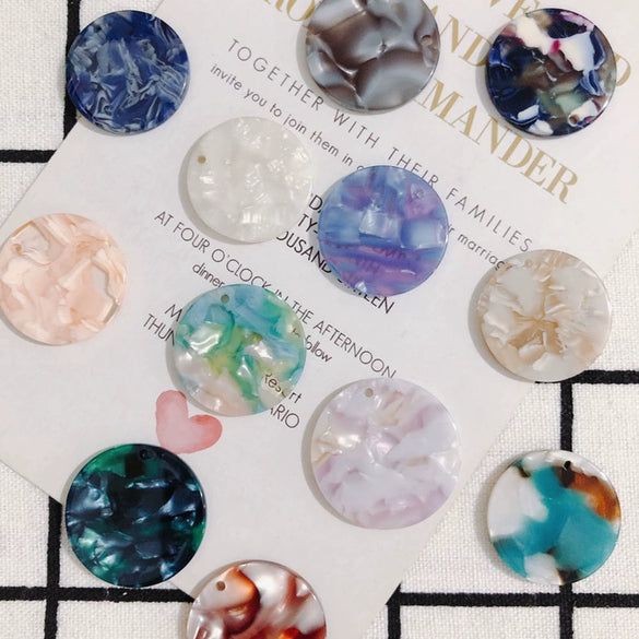 Wholesale Jewelry Accessories Acetic Acid Wafer Earrings With Fresh Marble Pattern Handmade Pendant