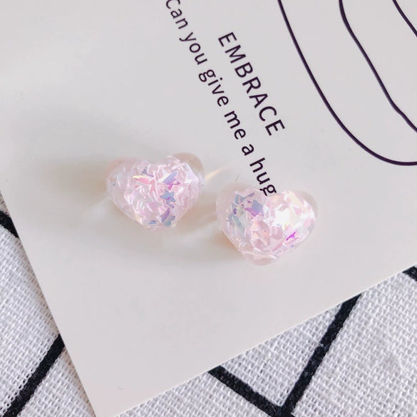 Wholesale Jewelry Accessories Acrylic Resin Candy Color Sparkling Stars Peach Heart Jewelry Material