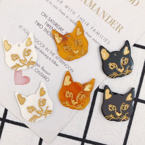 Wholesale Jewelry Accessories Acrylic Resin Kitten Pendant With Carving And Inlay