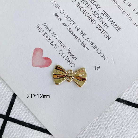 Wholesale Jewelry Accessories Alloy Bow Pendant Electroplated For Earrings Necklaces And Bracelets