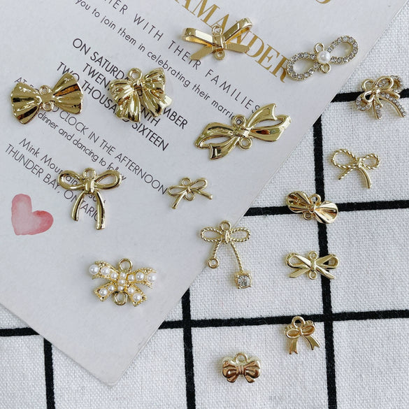 Wholesale Jewelry Accessories Alloy Bow Pendant Electroplated For Earrings Necklaces And Bracelets