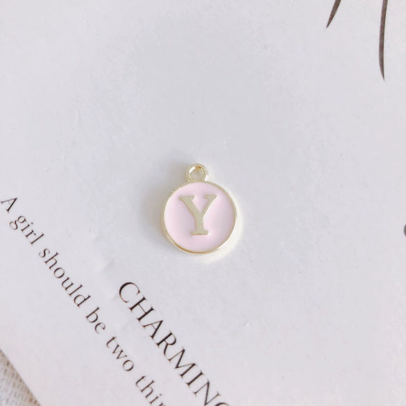 Wholesale Jewelry Accessories Alloy Dripping Oil Round English Letter Necklace Material