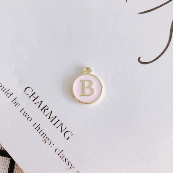 Wholesale Jewelry Accessories Alloy Dripping Oil Round English Letter Necklace Material