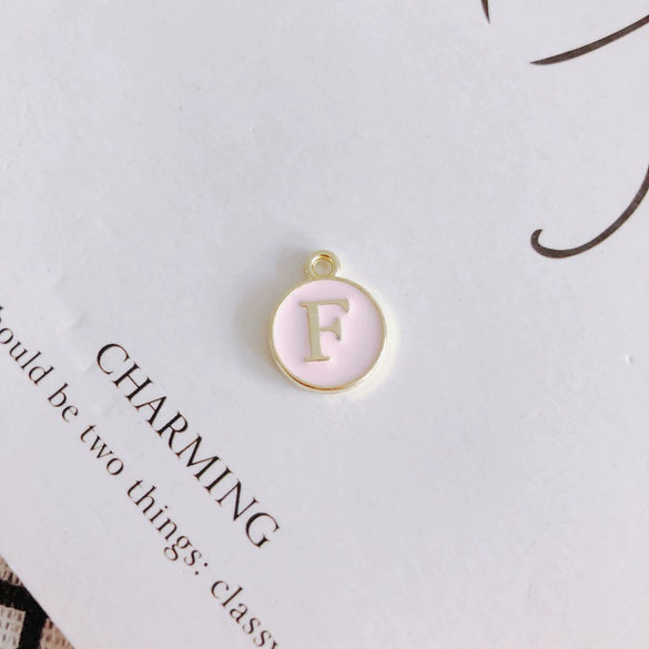 Wholesale Jewelry Accessories Alloy Dripping Oil Round English Letter Necklace Material