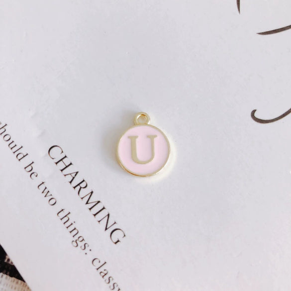 Wholesale Jewelry Accessories Alloy Dripping Oil Round English Letter Necklace Material
