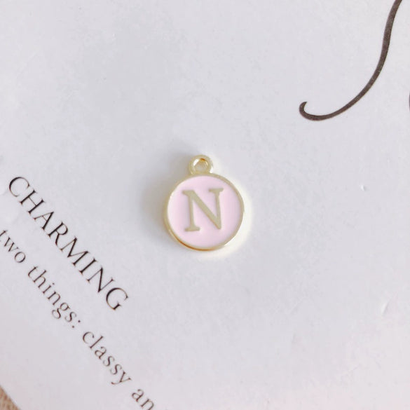 Wholesale Jewelry Accessories Alloy Dripping Oil Round English Letter Necklace Material