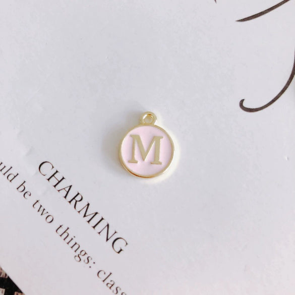 Wholesale Jewelry Accessories Alloy Dripping Oil Round English Letter Necklace Material