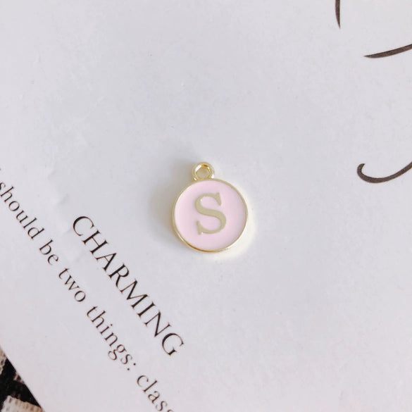 Wholesale Jewelry Accessories Alloy Dripping Oil Round English Letter Necklace Material