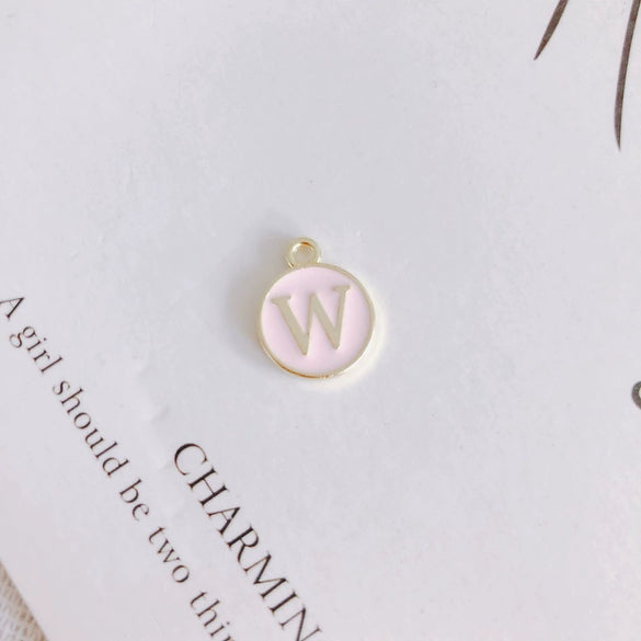 Wholesale Jewelry Accessories Alloy Dripping Oil Round English Letter Necklace Material