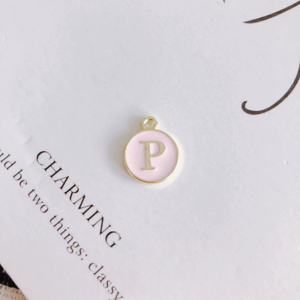 Wholesale Jewelry Accessories Alloy Dripping Oil Round English Letter Necklace Material