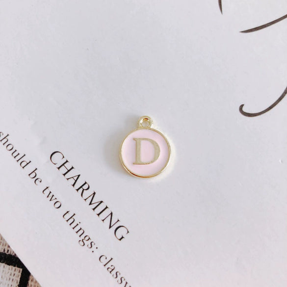 Wholesale Jewelry Accessories Alloy Dripping Oil Round English Letter Necklace Material